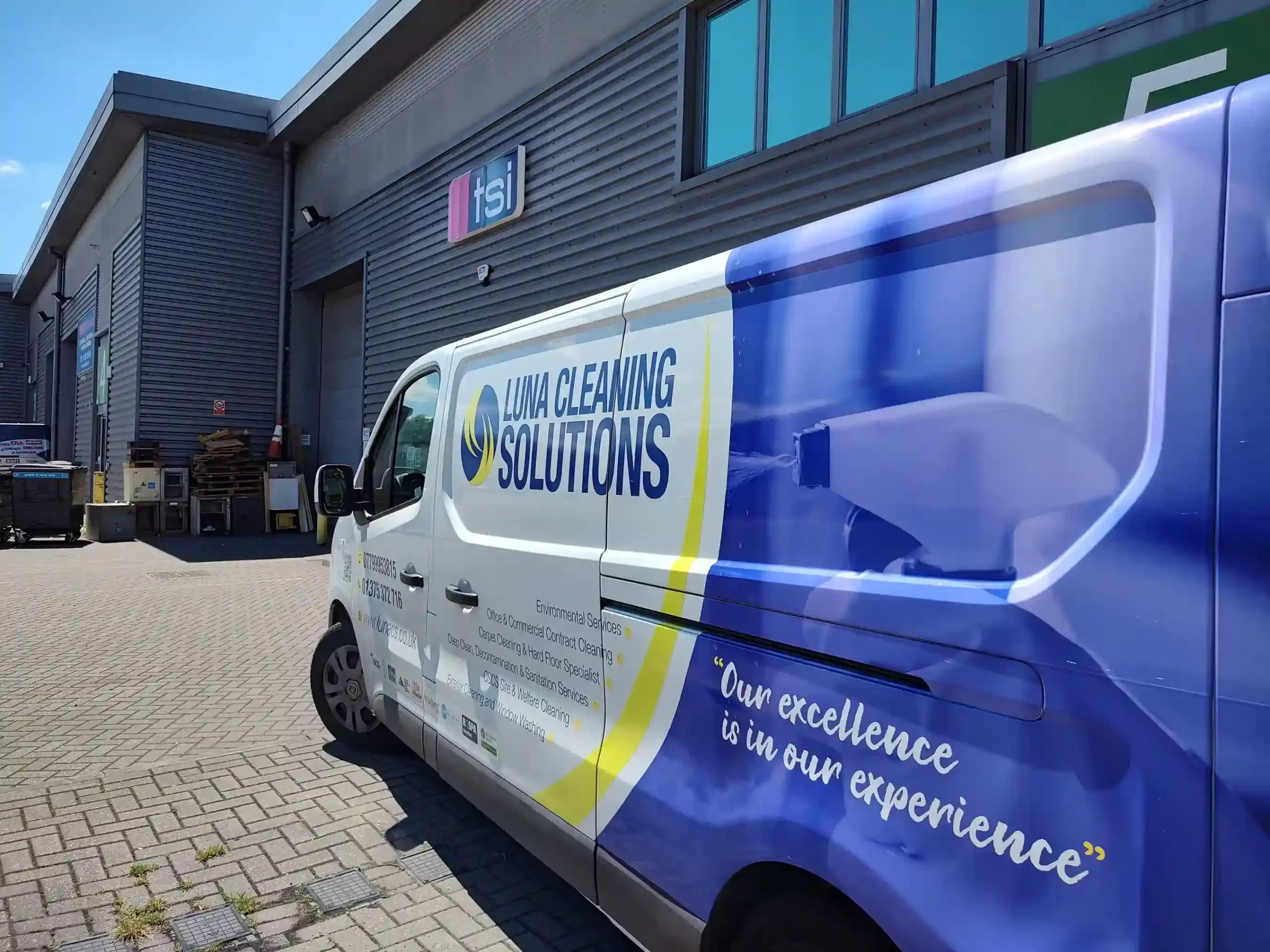 Luna Cleaning Solutions Van Outside of TSI